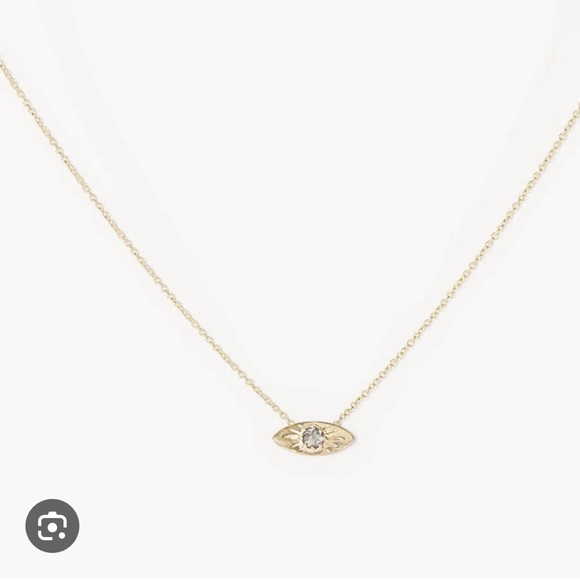 bluboho Jewelry - Bluboho Theia Evil Eye Grey Diamond 14k Yellow Gold Necklace